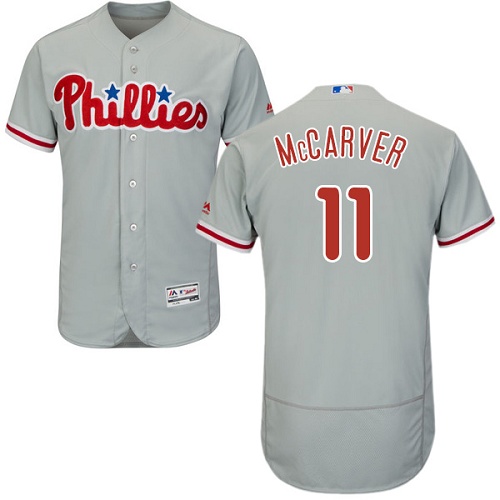 Phillies #11 Tim McCarver Grey Flexbase Authentic Collection Stitched MLB Jersey - Click Image to Close